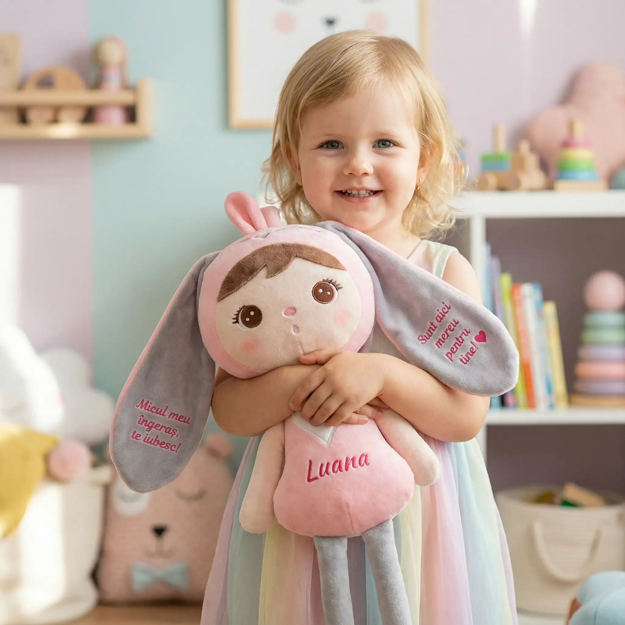 Papusa Personalizata iepuras roz Papusa Personalizata iepuras roz