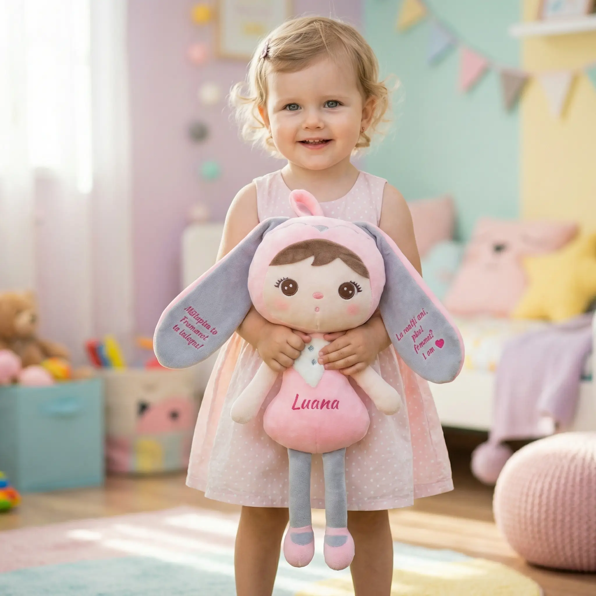 Papusa Personalizata iepuras roz2 Papusa Personalizata iepuras roz