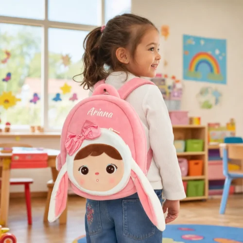 Ghiozdan Personalizat Iepurita cu Fundita Ghiozdan Personalizat Iepurita cu Fundita