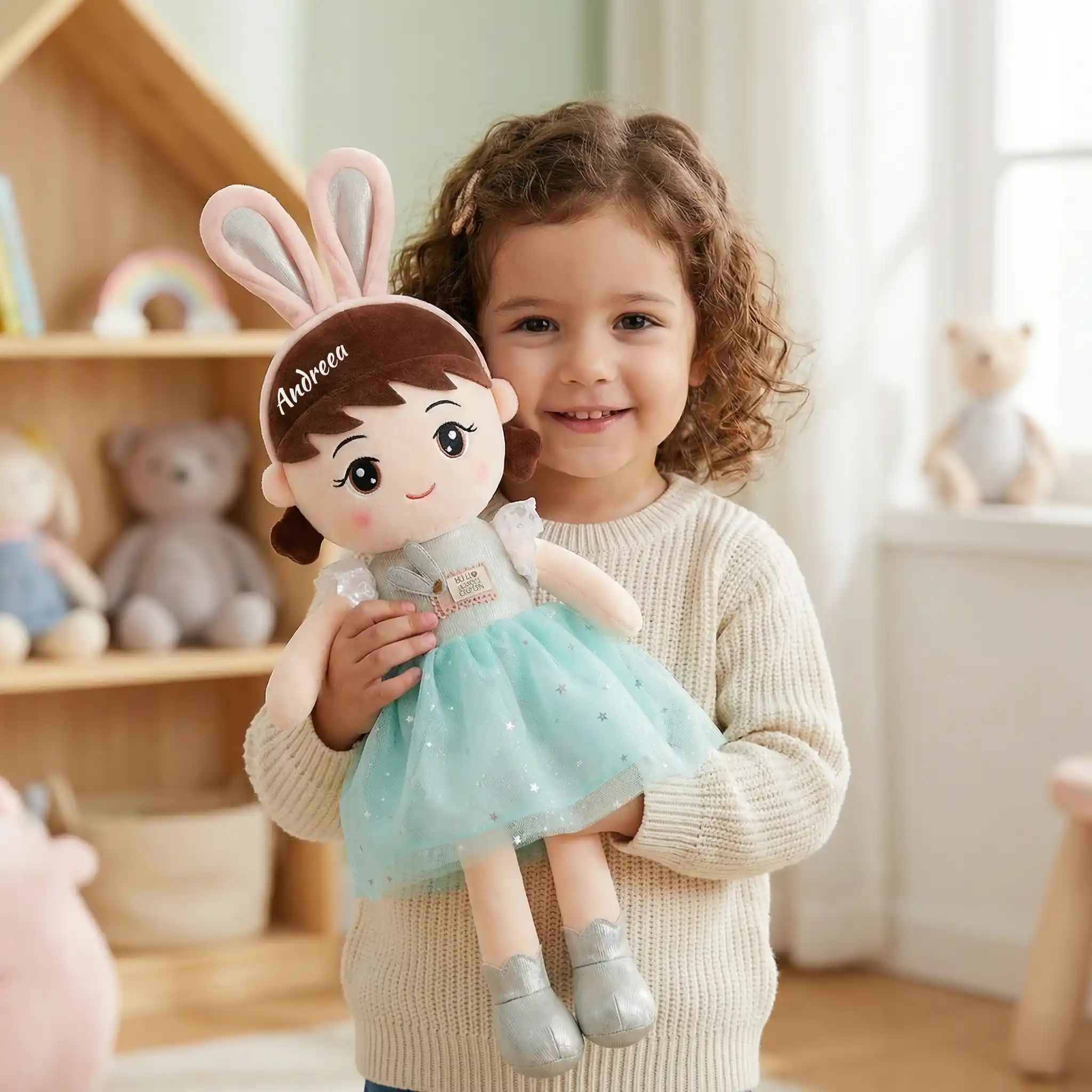 Papusa Personalizata Balerina Iepuras Turquoise Papusa Personalizata Balerina Iepuras