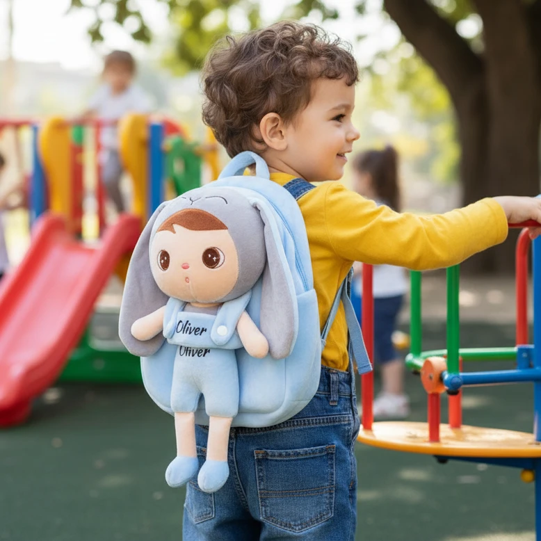 Ghiozdan Personalizat Iepuras Albastru Ghiozdan Personalizat Iepuras Albastru