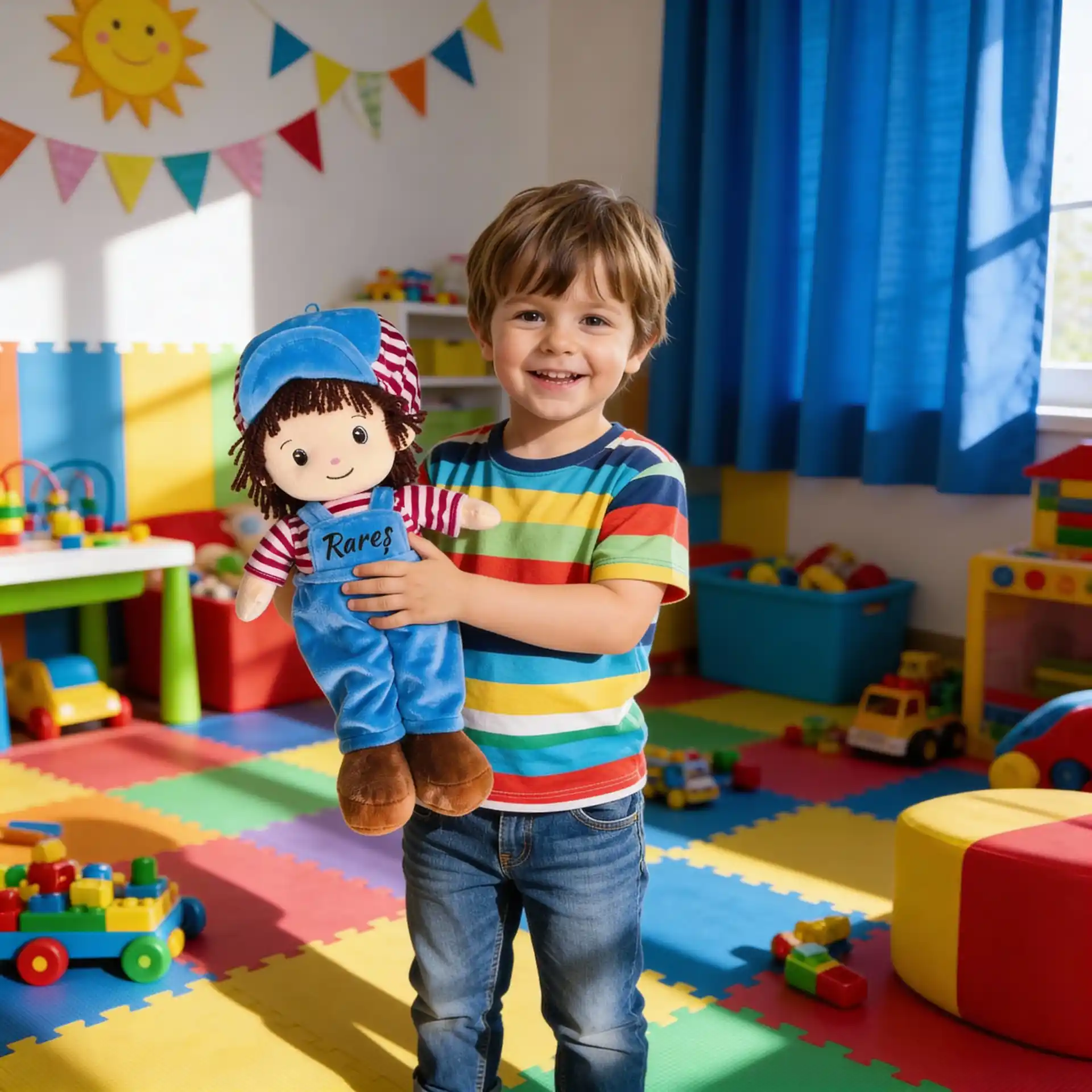 Papusa personalizata baietel cu Salopeta1 Papusa personalizata baietel cu Salopeta