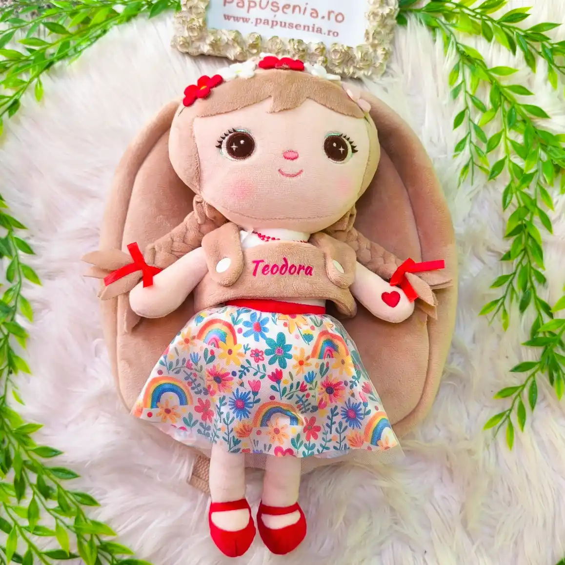 Ghiozdan Personalizat Floricica Veselă (1) Ghiozdan Personalizatbr Floricica Veselă(2 în 1)