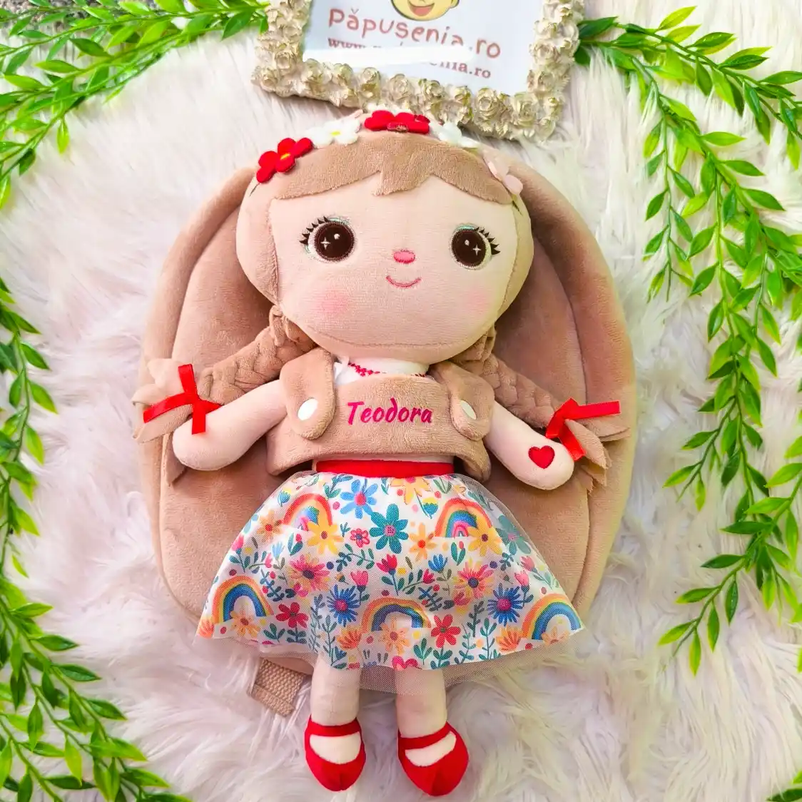 Ghiozdan Personalizat Floricica Veselă (2) Ghiozdan Personalizatbr Floricica Veselă(2 în 1)