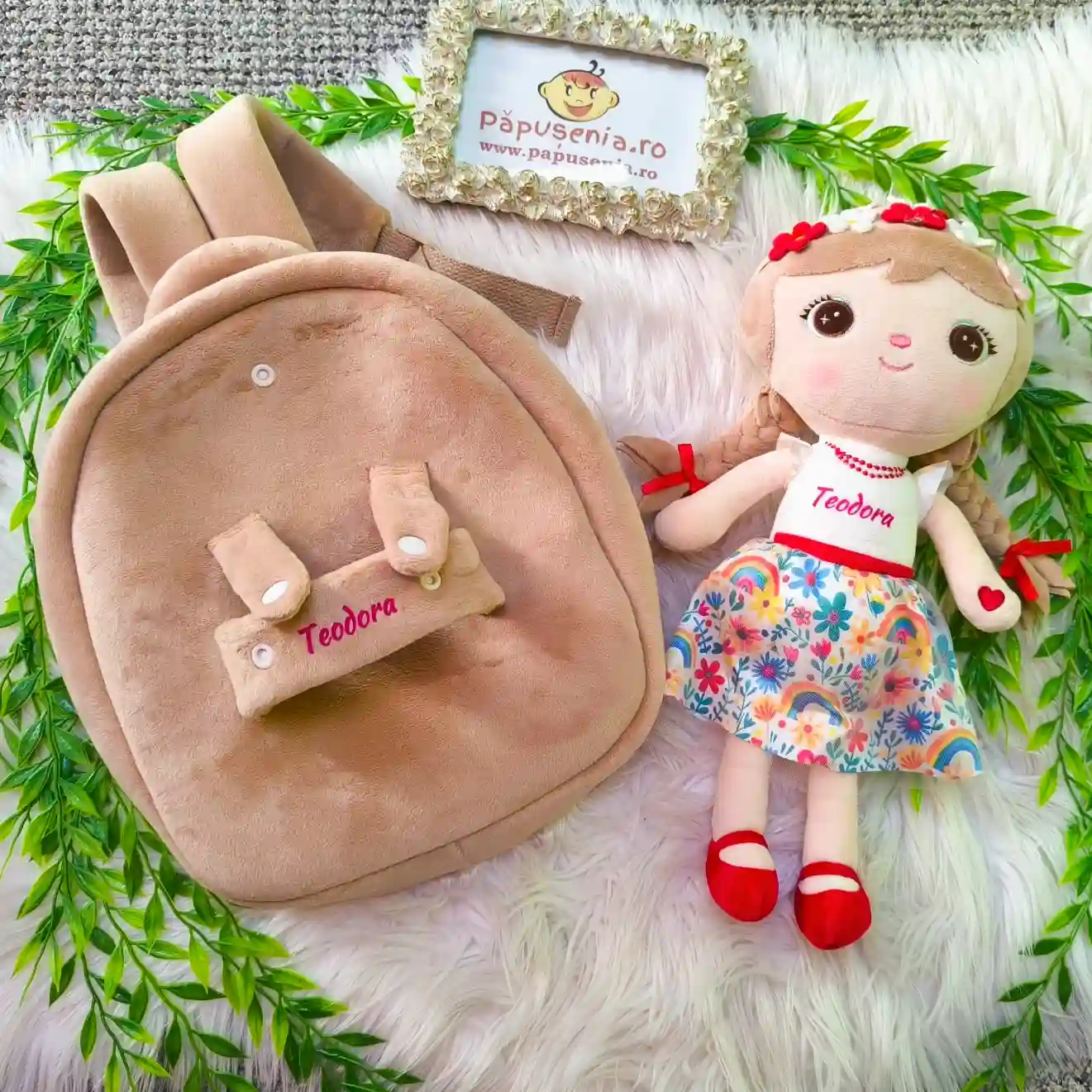 Ghiozdan Personalizat Floricica Veselă (4) Ghiozdan Personalizatbr Floricica Veselă(2 în 1)