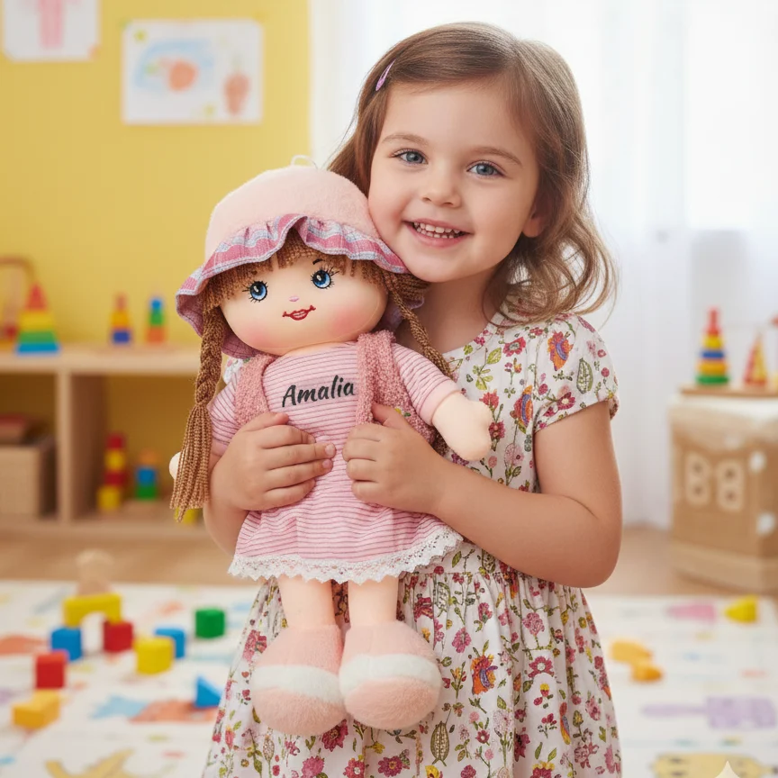 Papusa Personalizata Pufosica Roz2 Papusa Personalizata Pufosica Roz