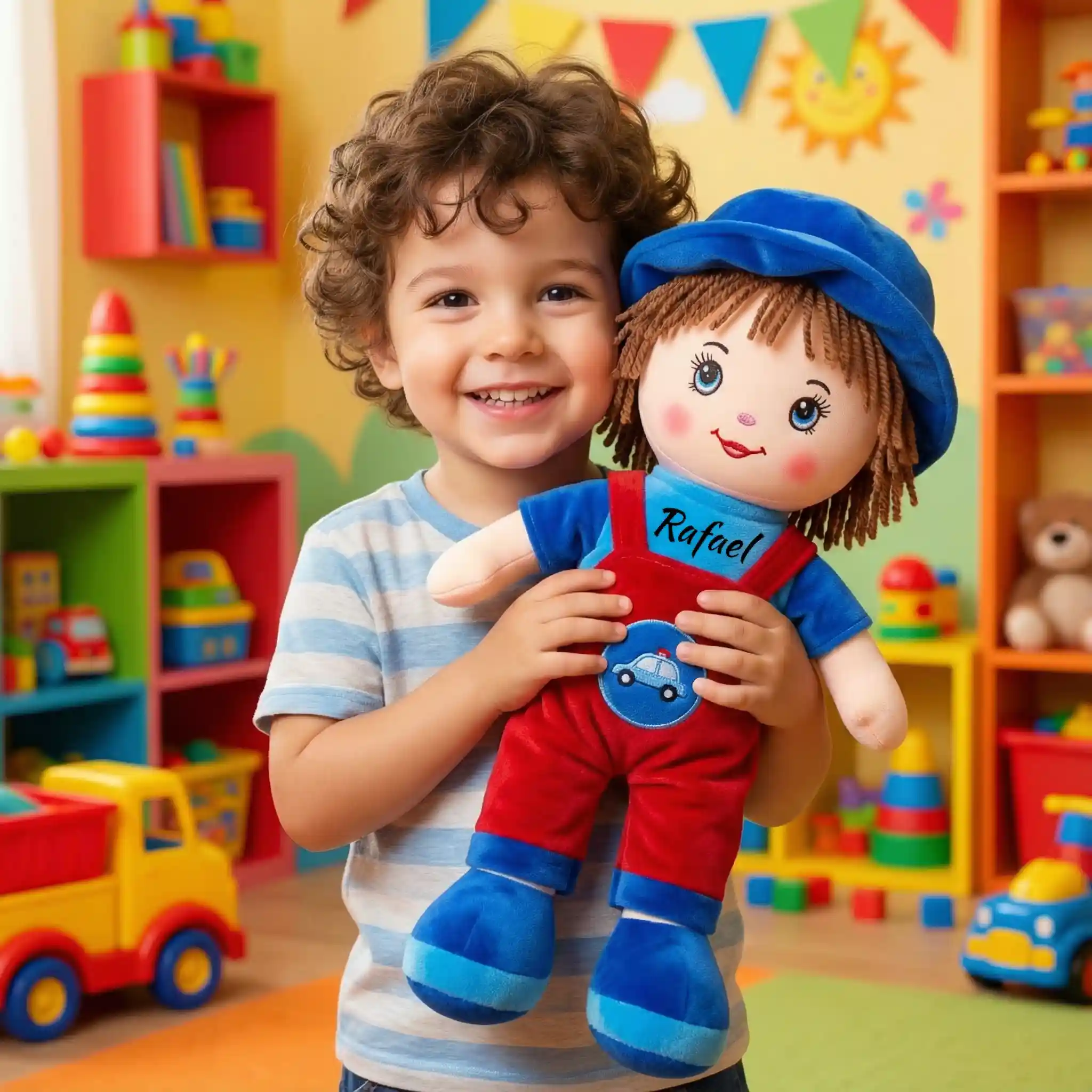 Papusa Personalizata Baietel cu Palarie Albastra1 Papusa Personalizata Baietel cu Palarie Albastra