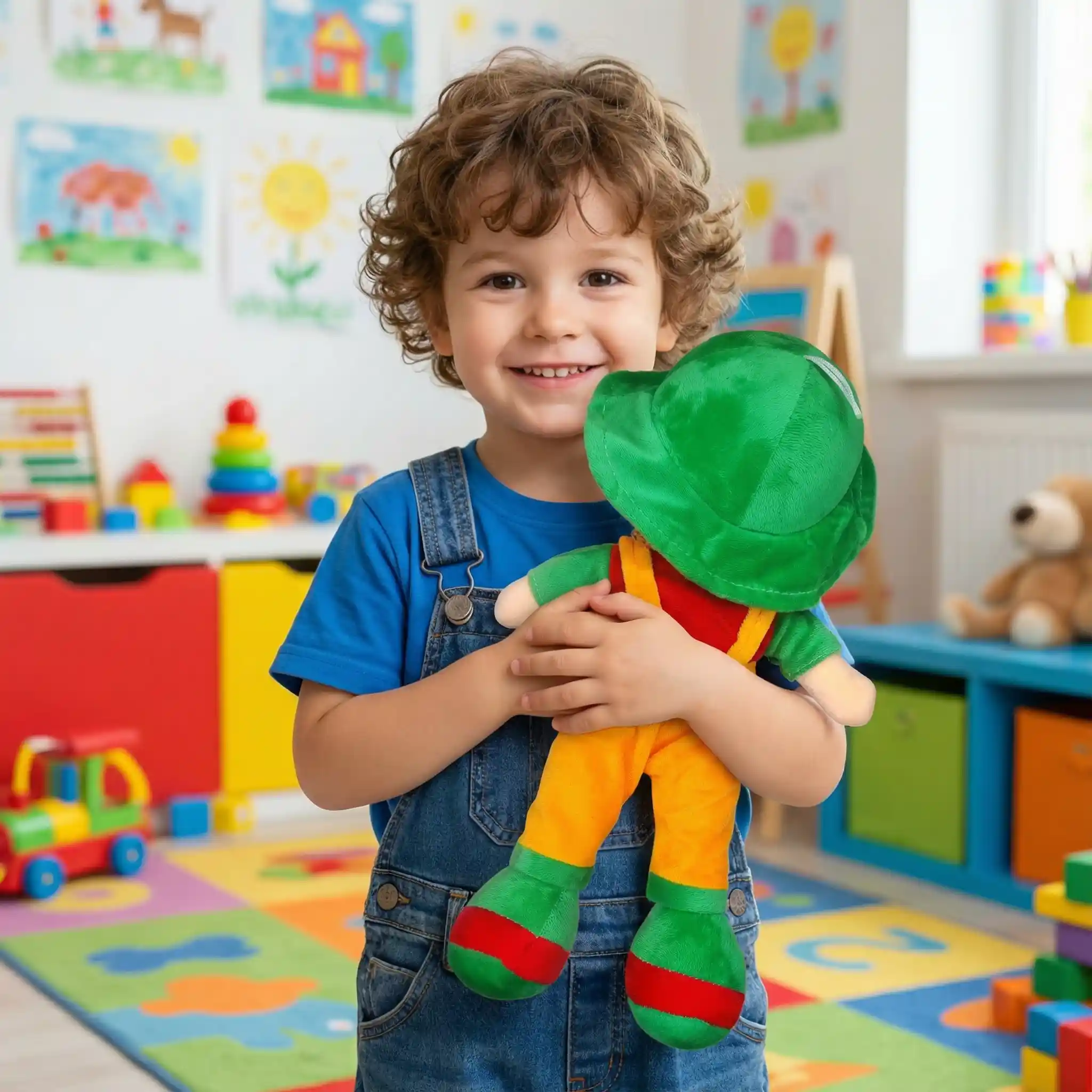 Papusa Personalizata Baietel cu Palarie Verde Papusa Personalizata Baietel cu Palarie Verde