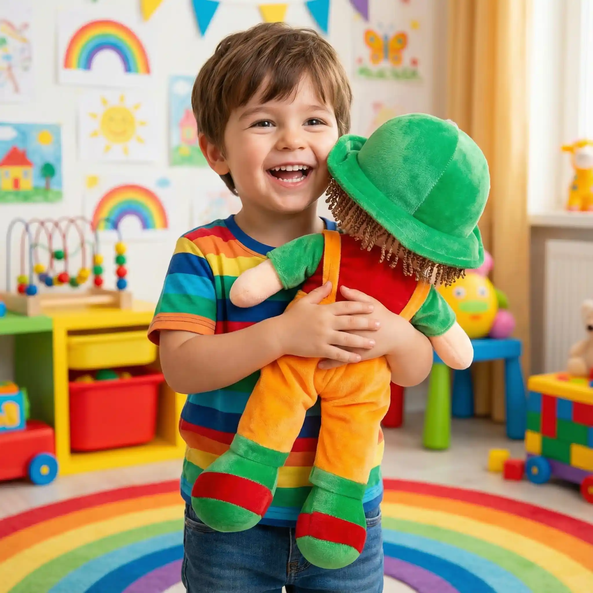 Papusa Personalizata Baietel cu Palarie Verde Papusa Personalizata Baietel cu Palarie Verde