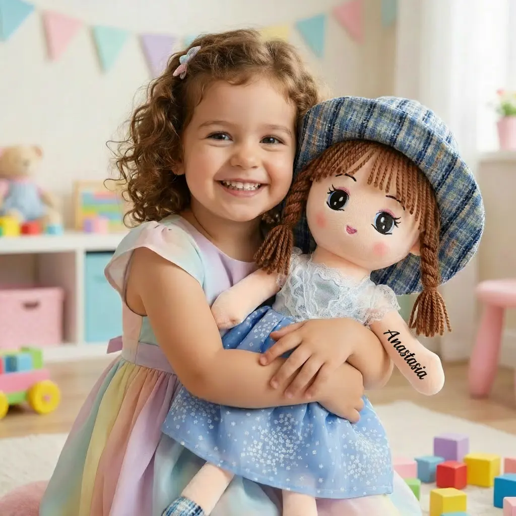 Papusa Personalizata Cocheta cu Palarie Albastra1 Papusa Personalizata Cocheta cu Palarie Albastra