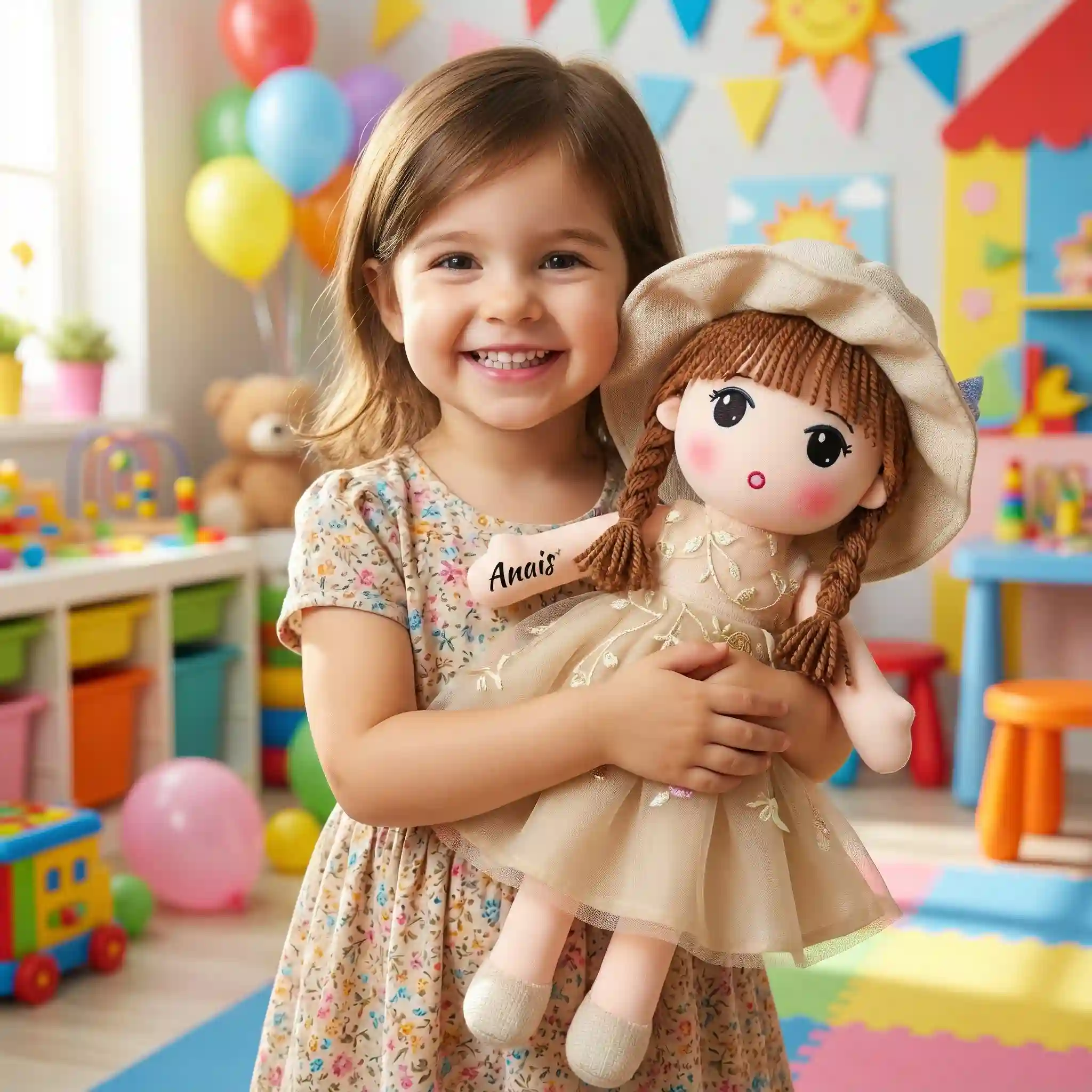 Papusa Personalizata Printesa cu Palarie Bej Papusa Personalizata Printesa cu Palarie Bej