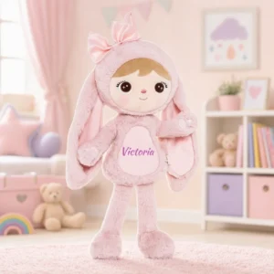 Papusa Personalizata iepurita cu Blanita Roz (1) Papusa Personalizata iepurita cu Blanita Roz