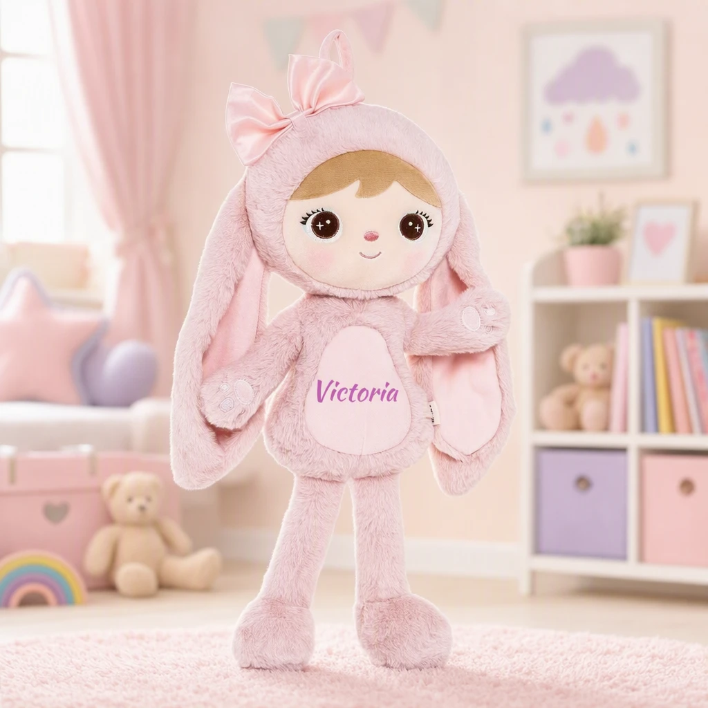Papusa Personalizata iepurita cu Blanita Roz (1) Papusa Personalizata iepurita cu Blanita Roz