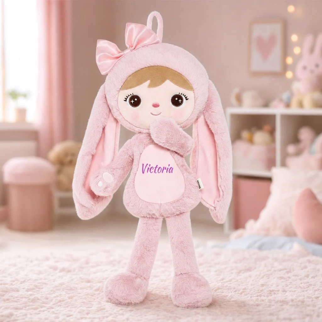 Papusa Personalizata iepurita cu Blanita Roz (7) Papusa Personalizata iepurita cu Blanita Roz