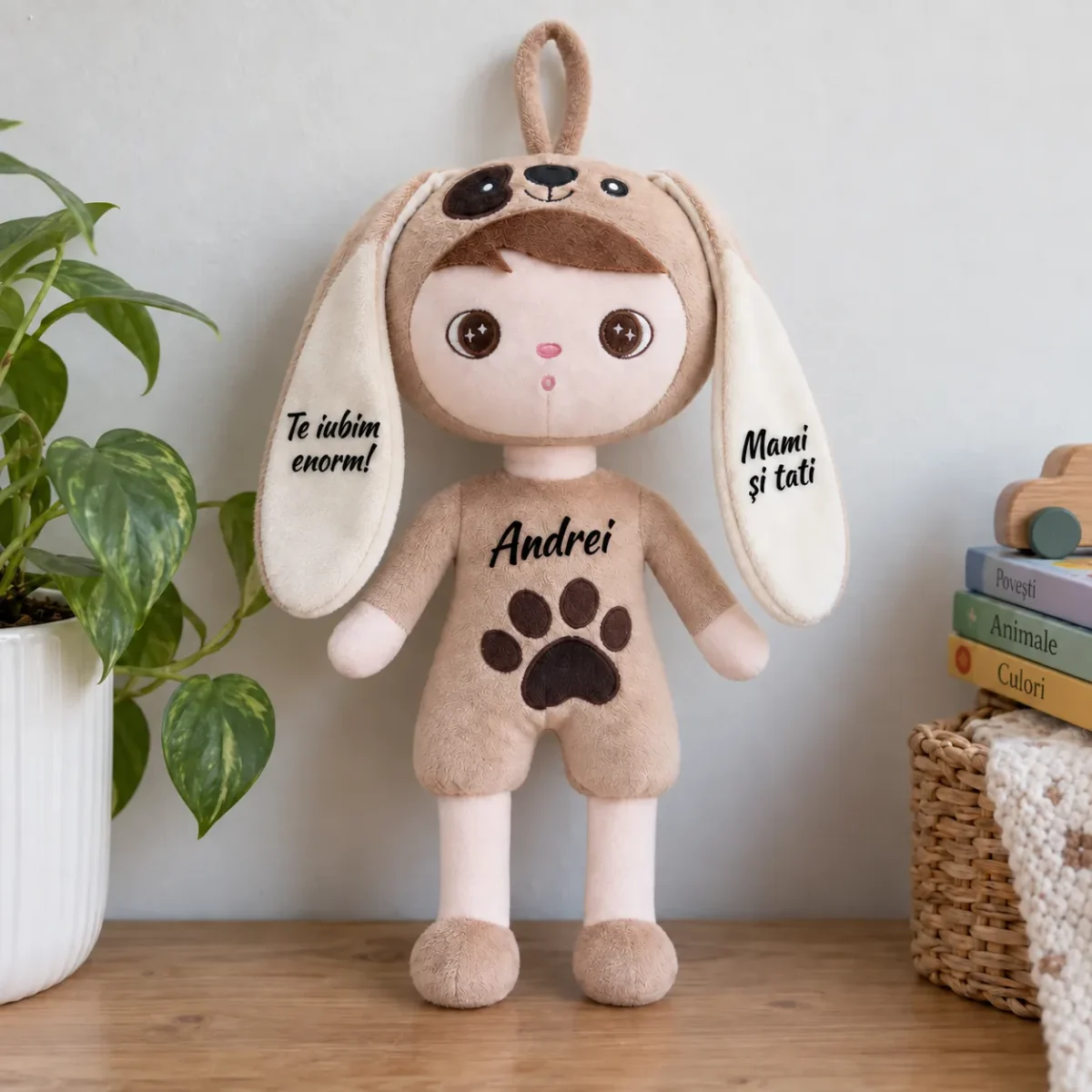 Păpușă Personalizată Cățelușul Fericit (4) Păpușă Personalizată Cățelușul Fericit – 35 cm