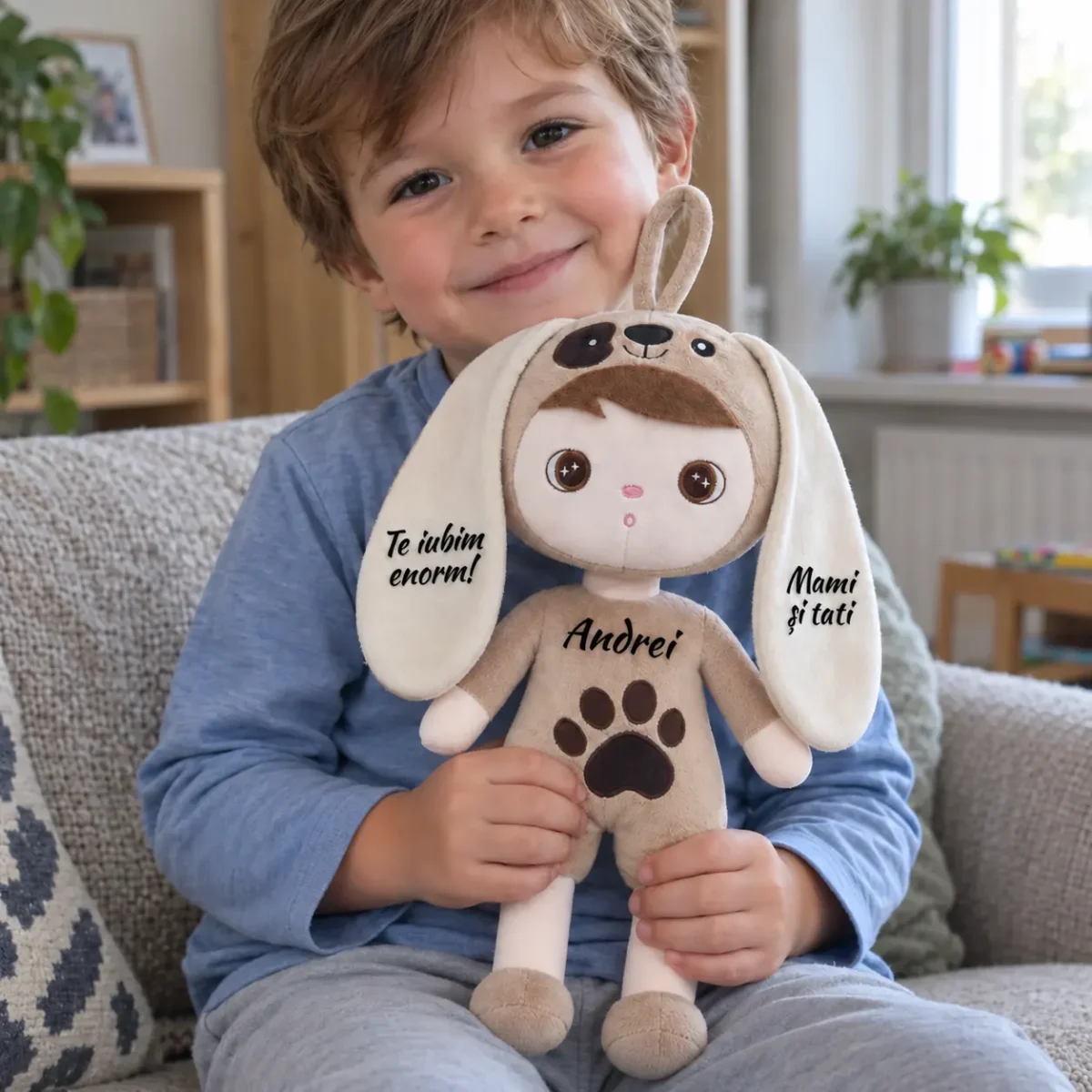 Păpușă Personalizată Cățelușul Fericit (5) Păpușă Personalizată Cățelușul Fericit – 35 cm