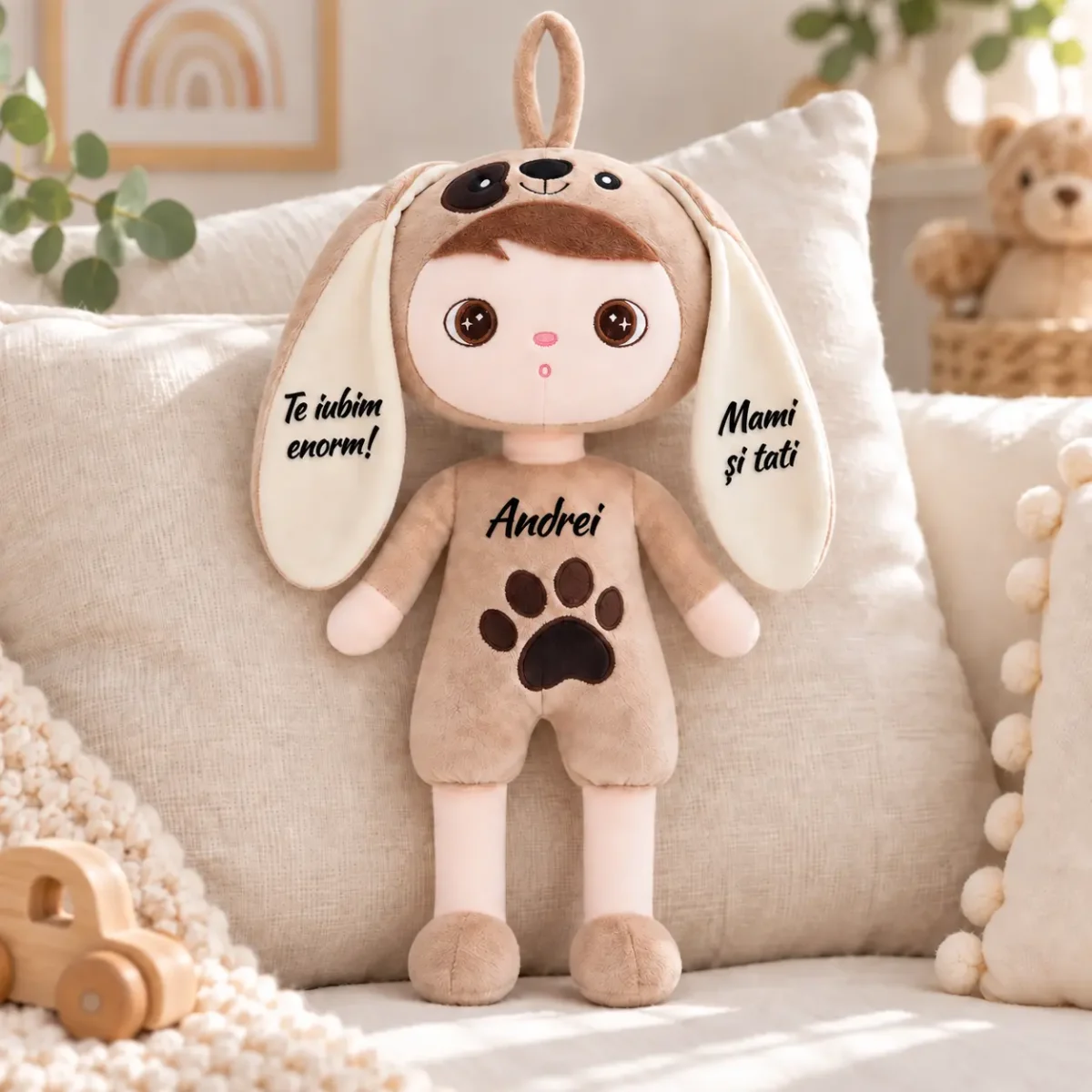 Păpușă Personalizată Cățelușul Fericit (7) Păpușă Personalizată Cățelușul Fericit – 35 cm