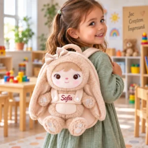Rucsăcel Personalizat Iepurița Norișor(2 în 1) – Bej Rucsăcel Personalizat Iepurița Norișor(2 în 1) – Bej