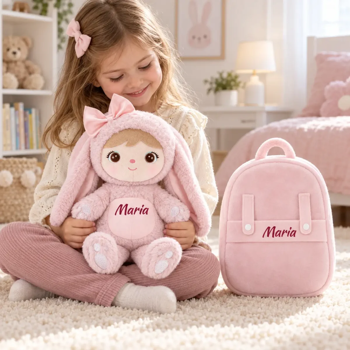 Rucsăcel Personalizat Iepurița Norișor(2 în 1) – Roz (1) Rucsăcel Personalizat Iepurița Norișor(2 în 1) – Roz